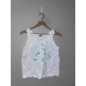 Vintage Womens Speckled Tank Top Shirt Sleeveless Leaf Tee Signal VTG 90s M